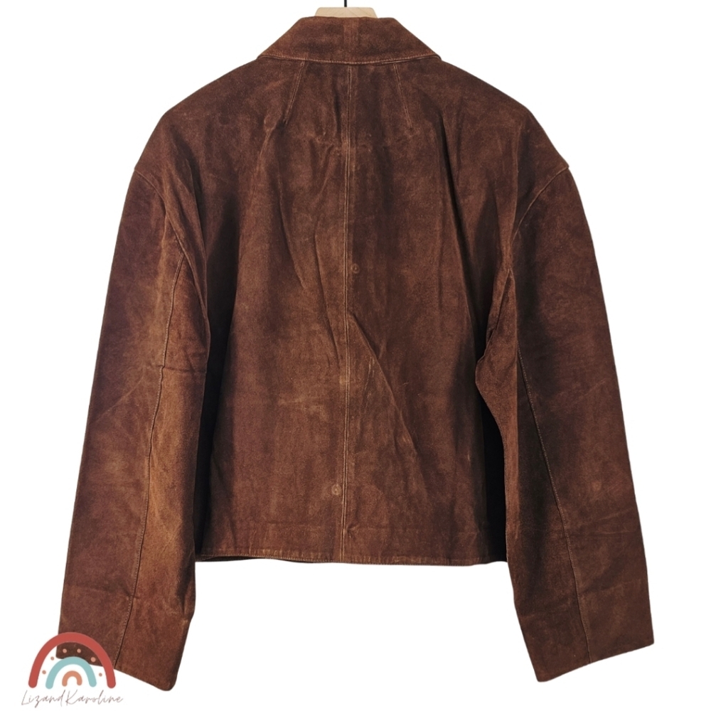 New! Madewell Boxy Crop Jacket in Suede Dark Roast Suede - Picture 5 of 16